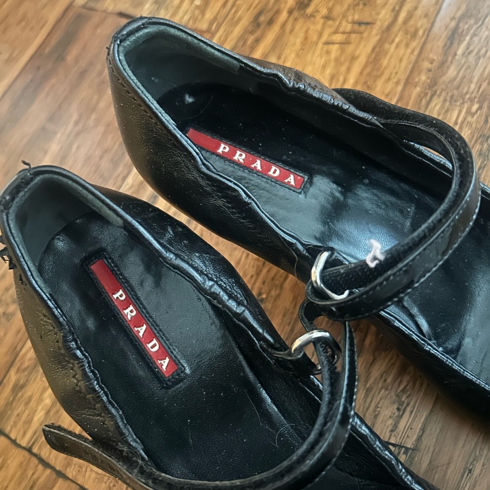 Prada Black Leather Mary Jane Heels - Picture 6 of 14